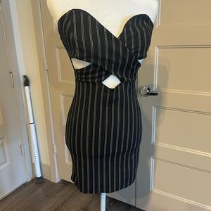 The Vintage Shop Black and White Strapless Dress